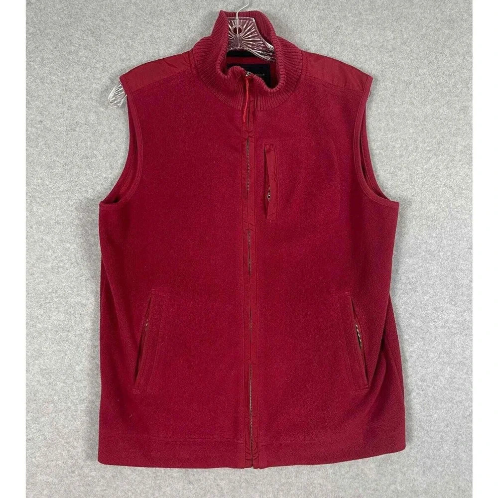 Banana Republic‎ Fleece Vest Mens S Red Full Zip Performance Sports